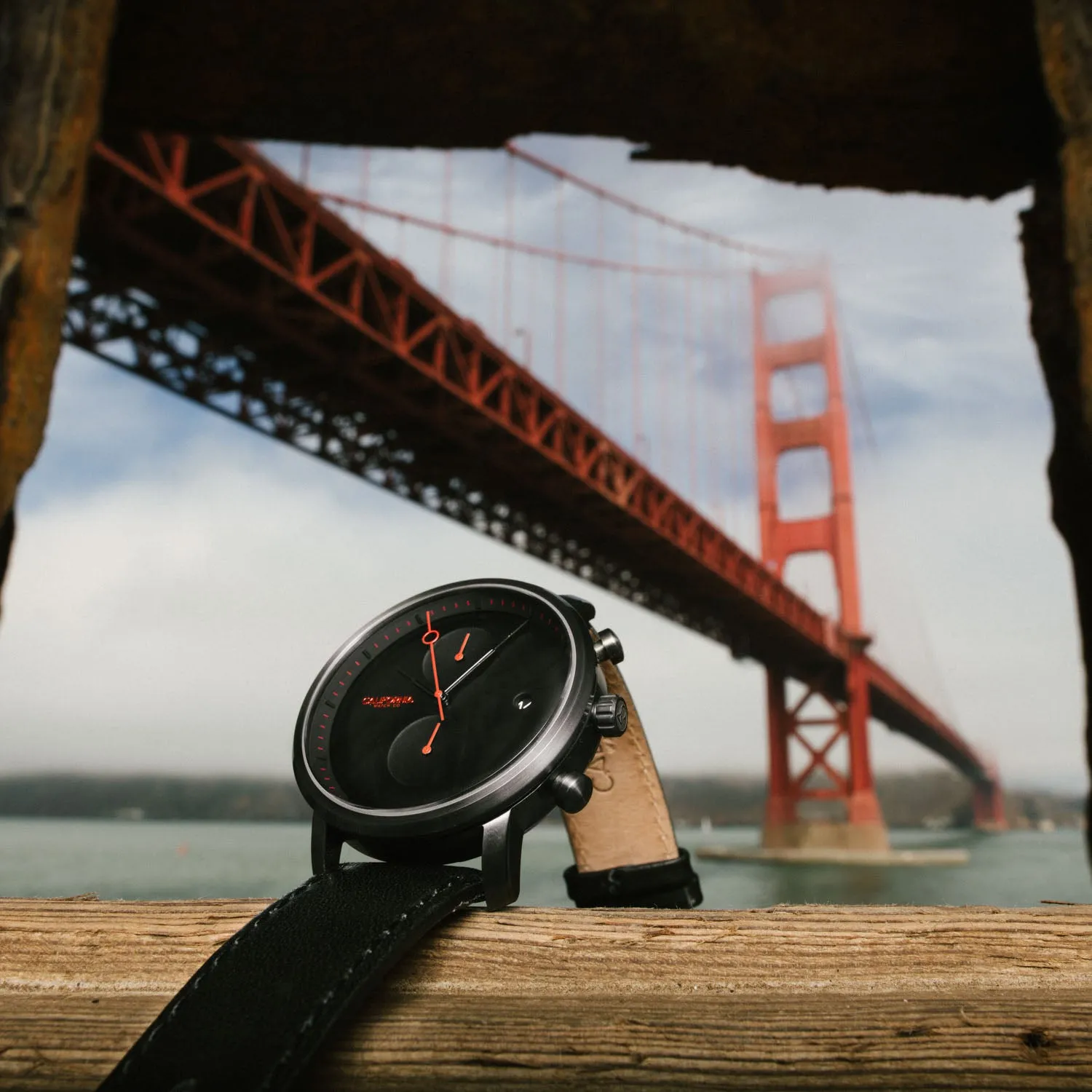 Golden Gate Chrono Leather Gunmetal Red