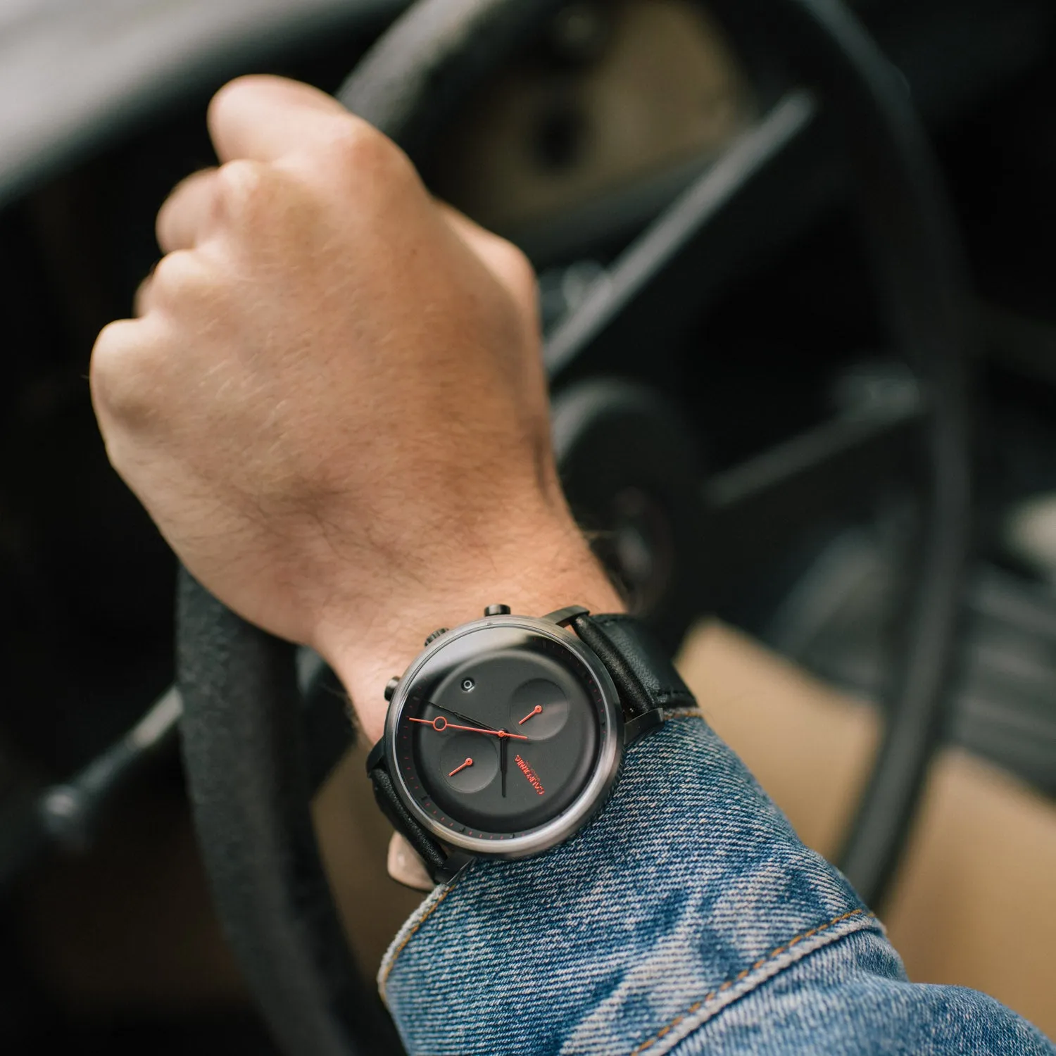 Golden Gate Chrono Leather Gunmetal Red