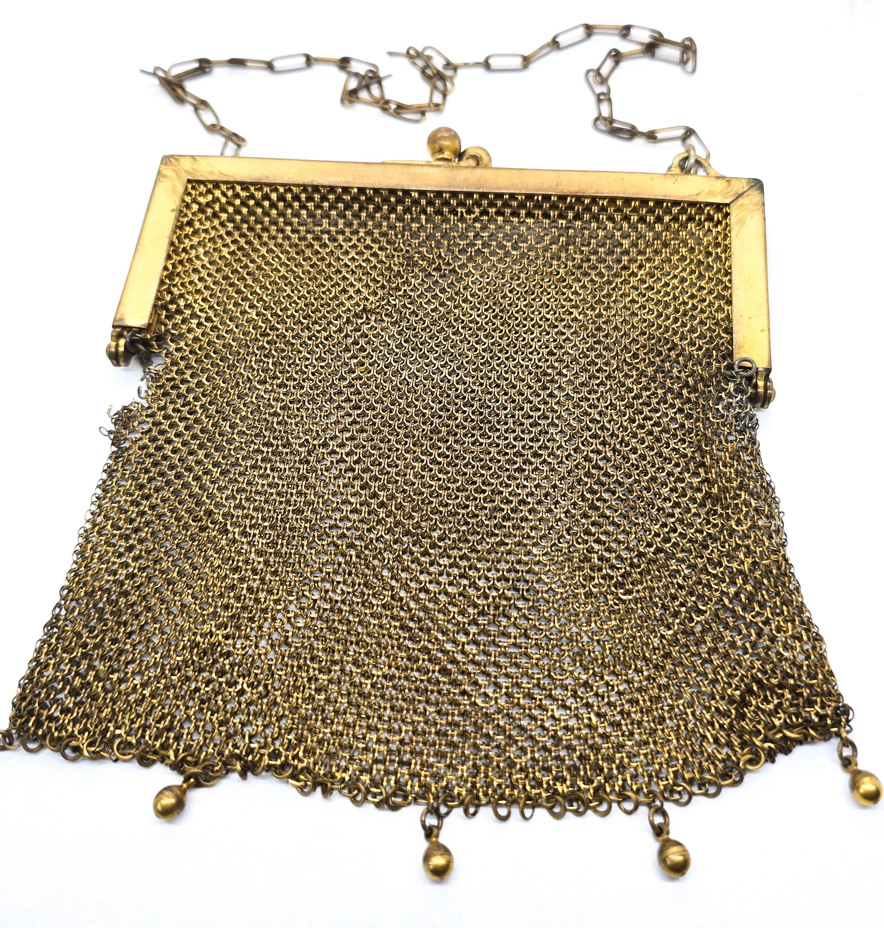 Goldine CB Art Deco mesh gold toned antique hand bag purse