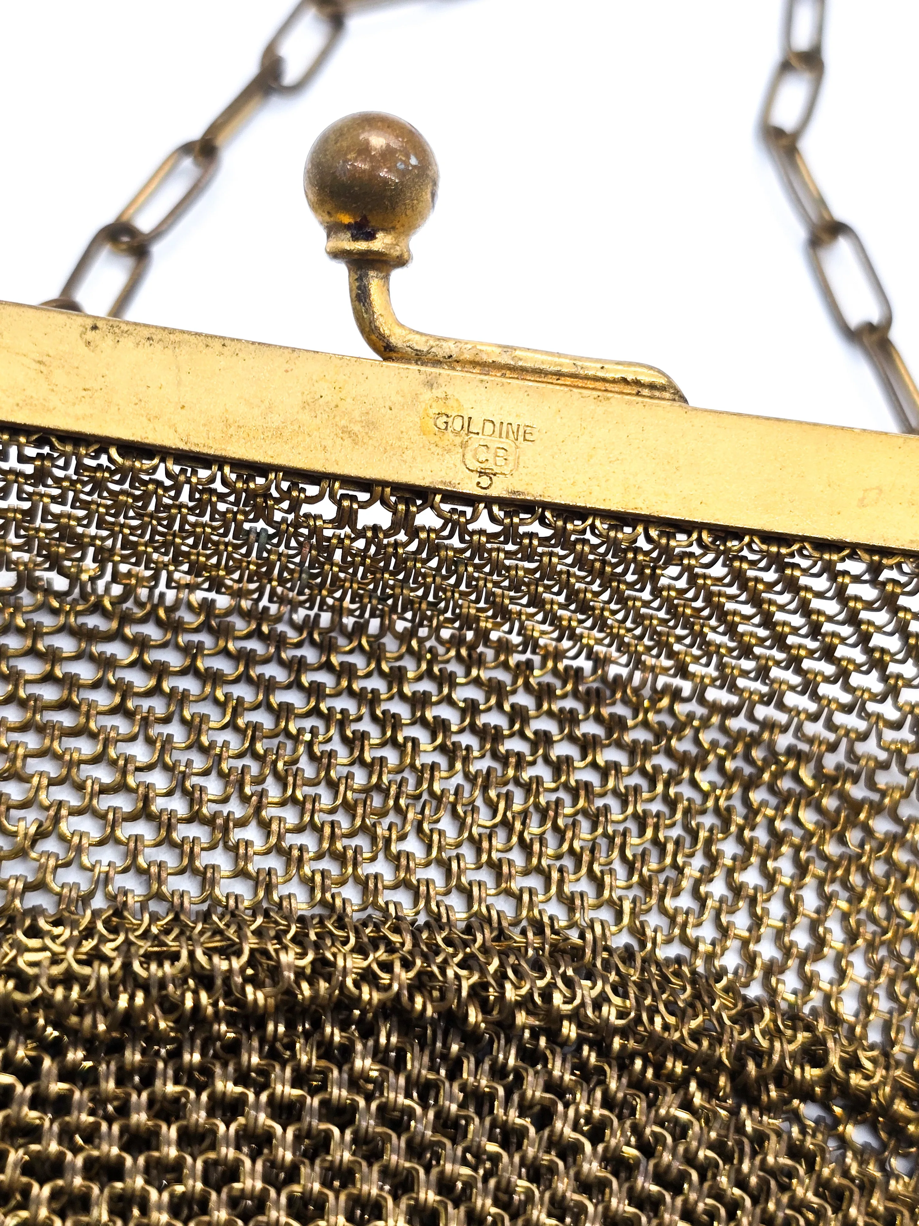 Goldine CB Art Deco mesh gold toned antique hand bag purse