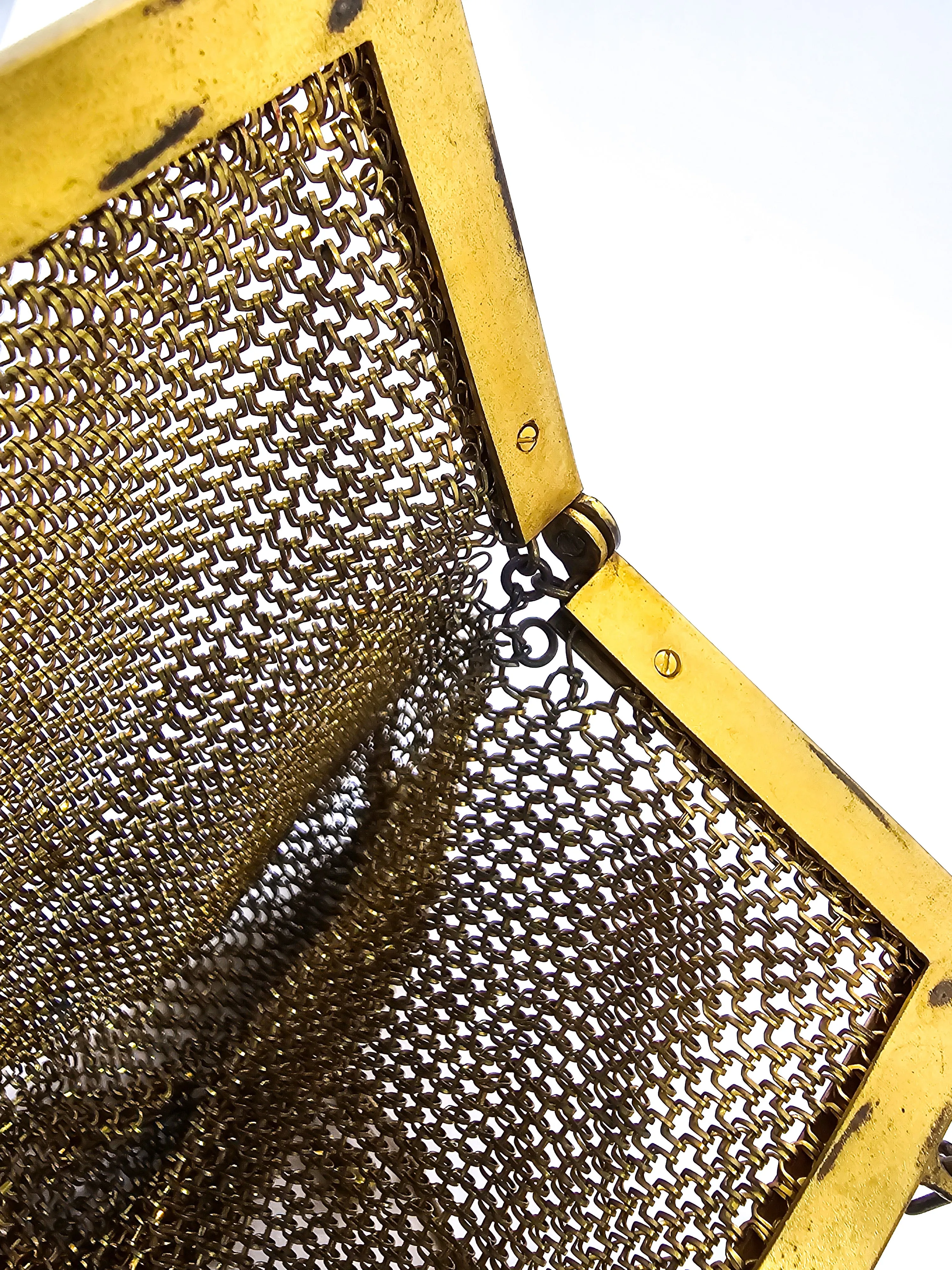 Goldine CB Art Deco mesh gold toned antique hand bag purse
