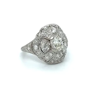 Gorgeous Art Deco Vintage Platinum Diamond Cluster Ring Wedding Ring - 1.94ct.