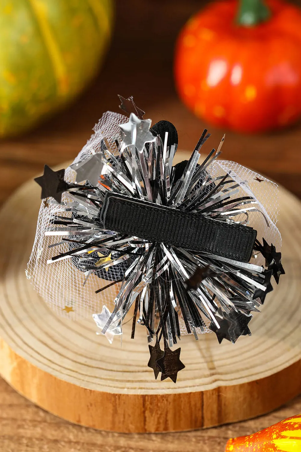 Grapefruit Orange Halloween Pumpkin Tulle Shiny Hair Clip