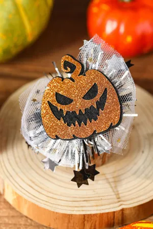 Grapefruit Orange Halloween Pumpkin Tulle Shiny Hair Clip