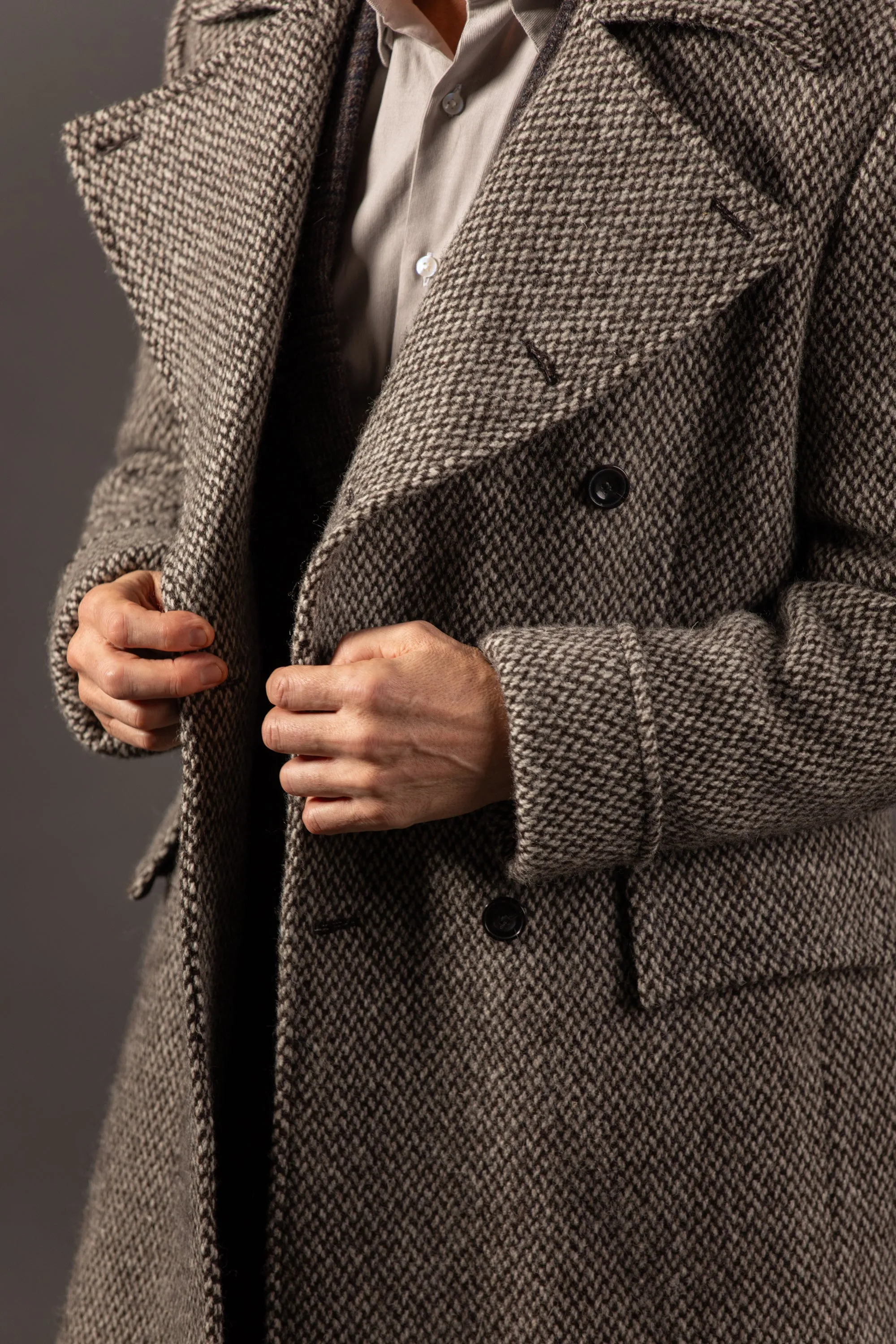 Greatcoat in Cream Barlycorn Wool