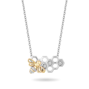 Hallmark Fine Jewelry Honeybee Pendant in Sterling Silver & 14K Yellow Gold with Diamonds