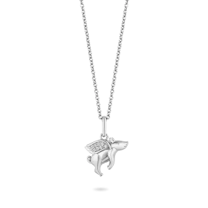 Hallmark Fine Jewelry “When Pigs Fly” Pendant in Sterling Silver with Diamonds