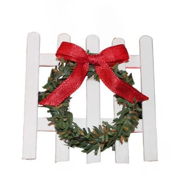 Handcrafted Mini Picket Fence with Bow Christmas Ornament