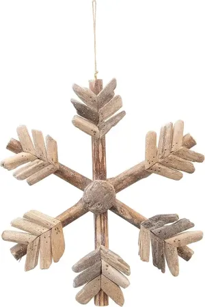 HANDMADE DRIFTWOOD SNOWFLAKE WOOD ORNAMENTS