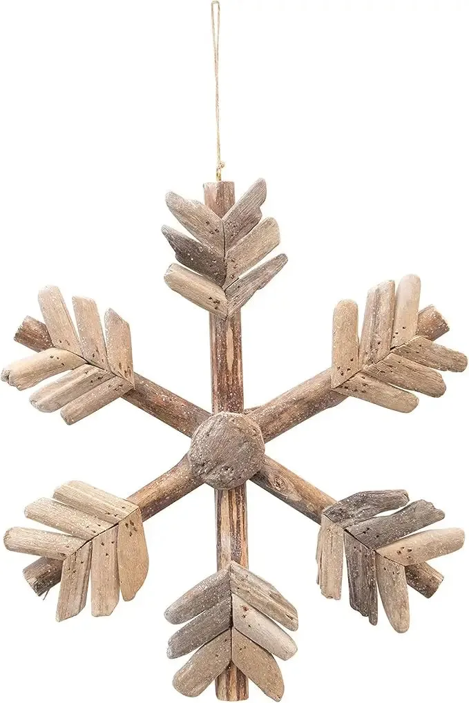 HANDMADE DRIFTWOOD SNOWFLAKE WOOD ORNAMENTS