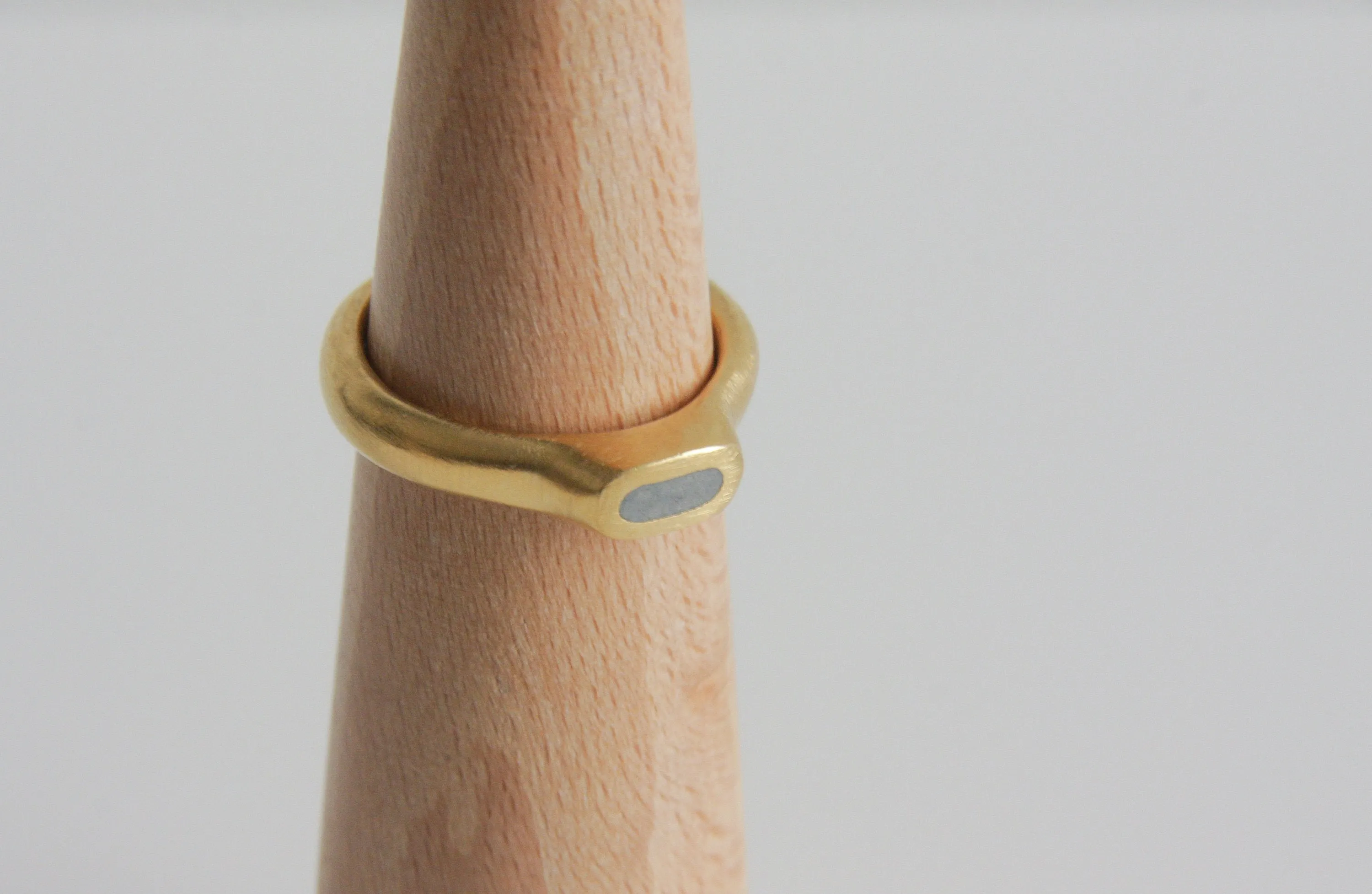 Handmade Modern Gold Concrete Oval Ring