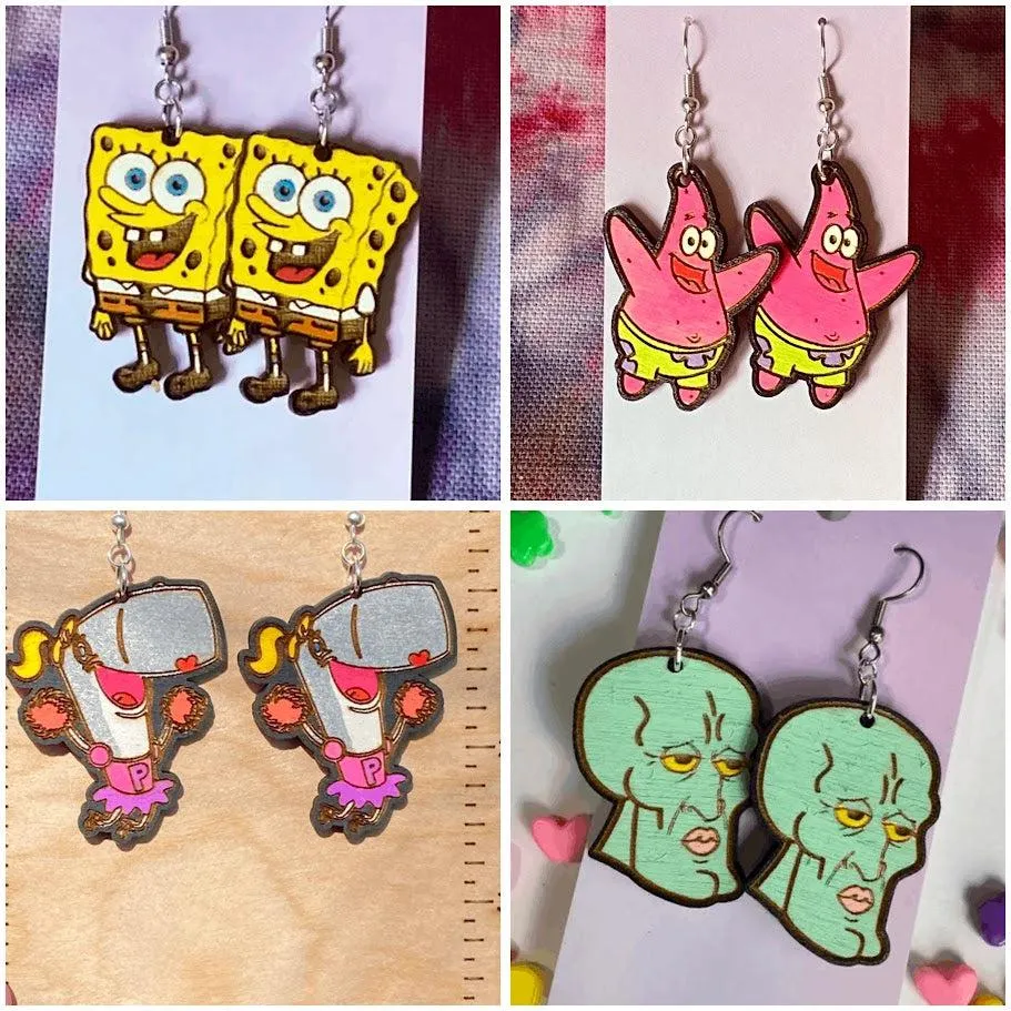 Handmade Spongebob Squarepants Inspired Earrings