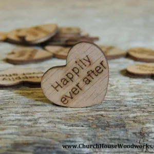 Happily Ever After Wood Hearts - 100 ct - 1 inch
