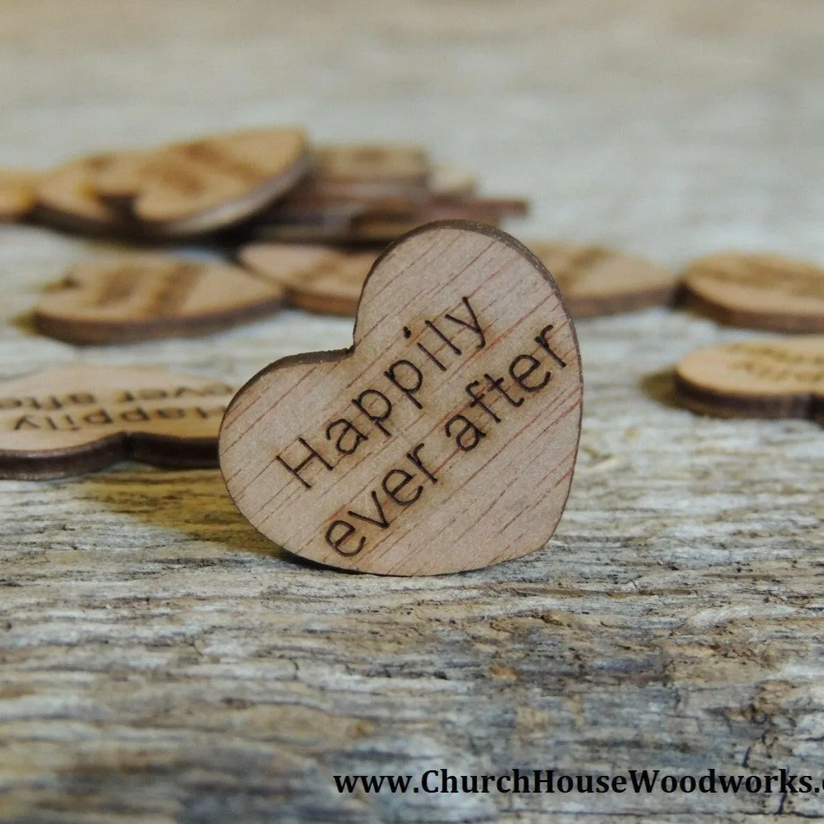 Happily Ever After Wood Hearts - 100 ct - 1 inch
