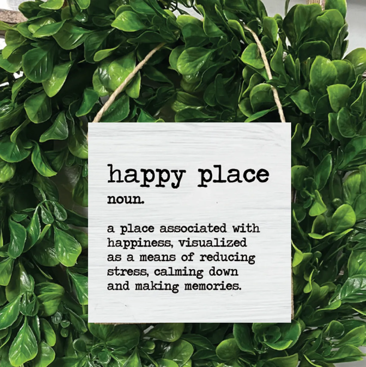 Happy Place Definition Square Twine Sign