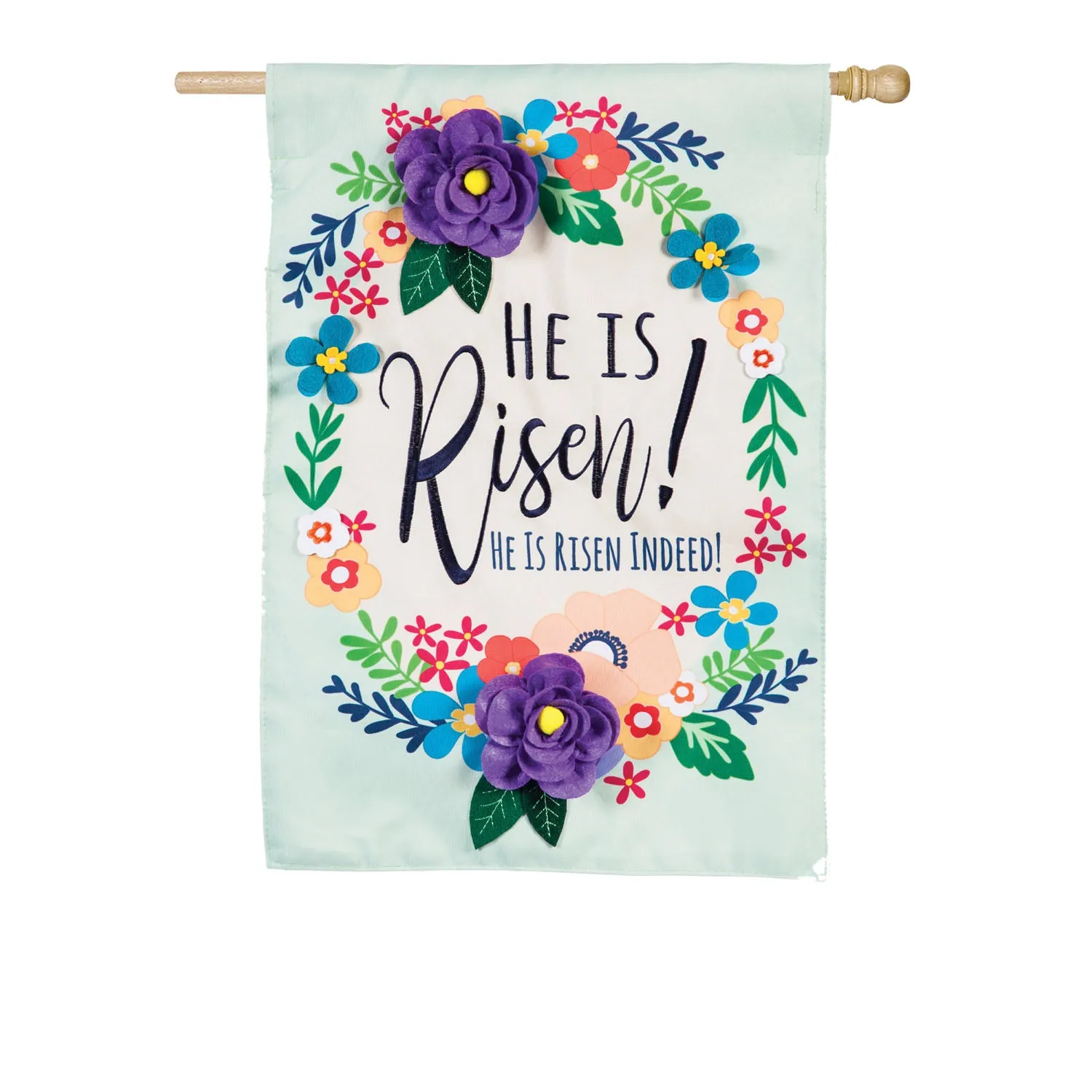 He Is Risen Floral House Applique Flag,159030