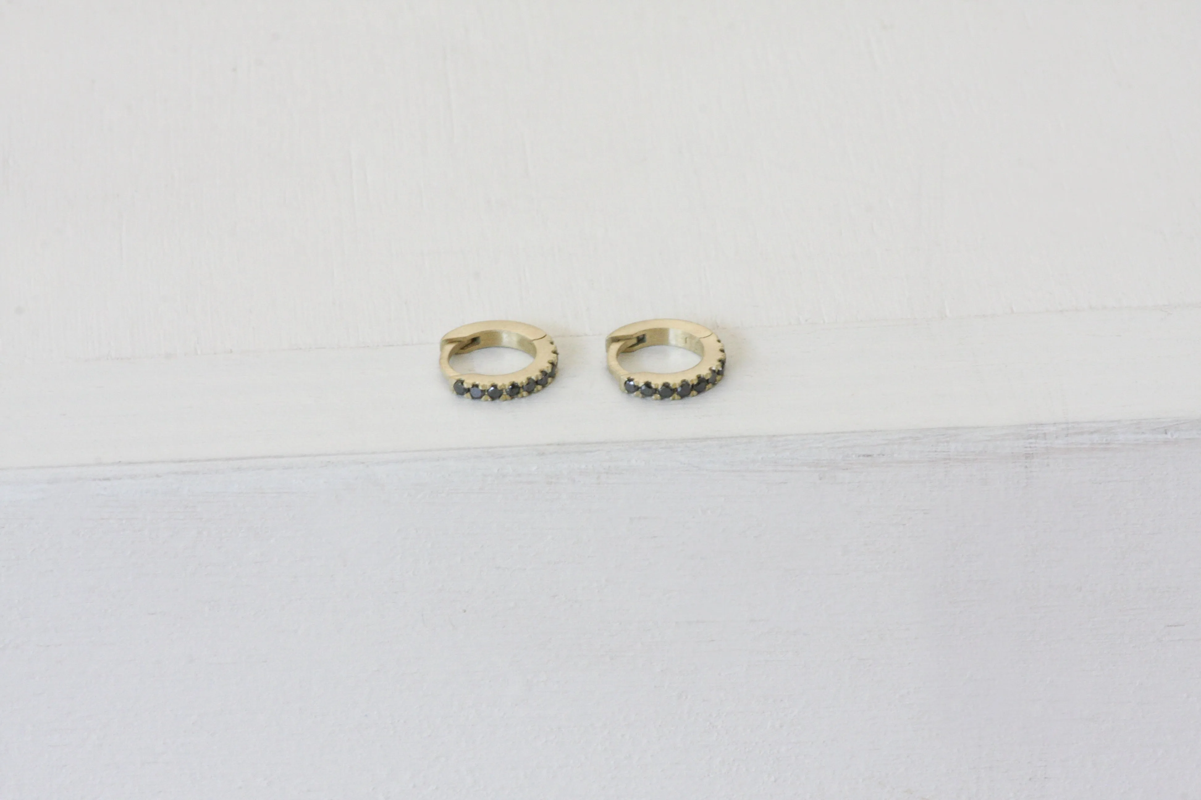 Helix Gold & Black Diamonds Huggies | X Small Size