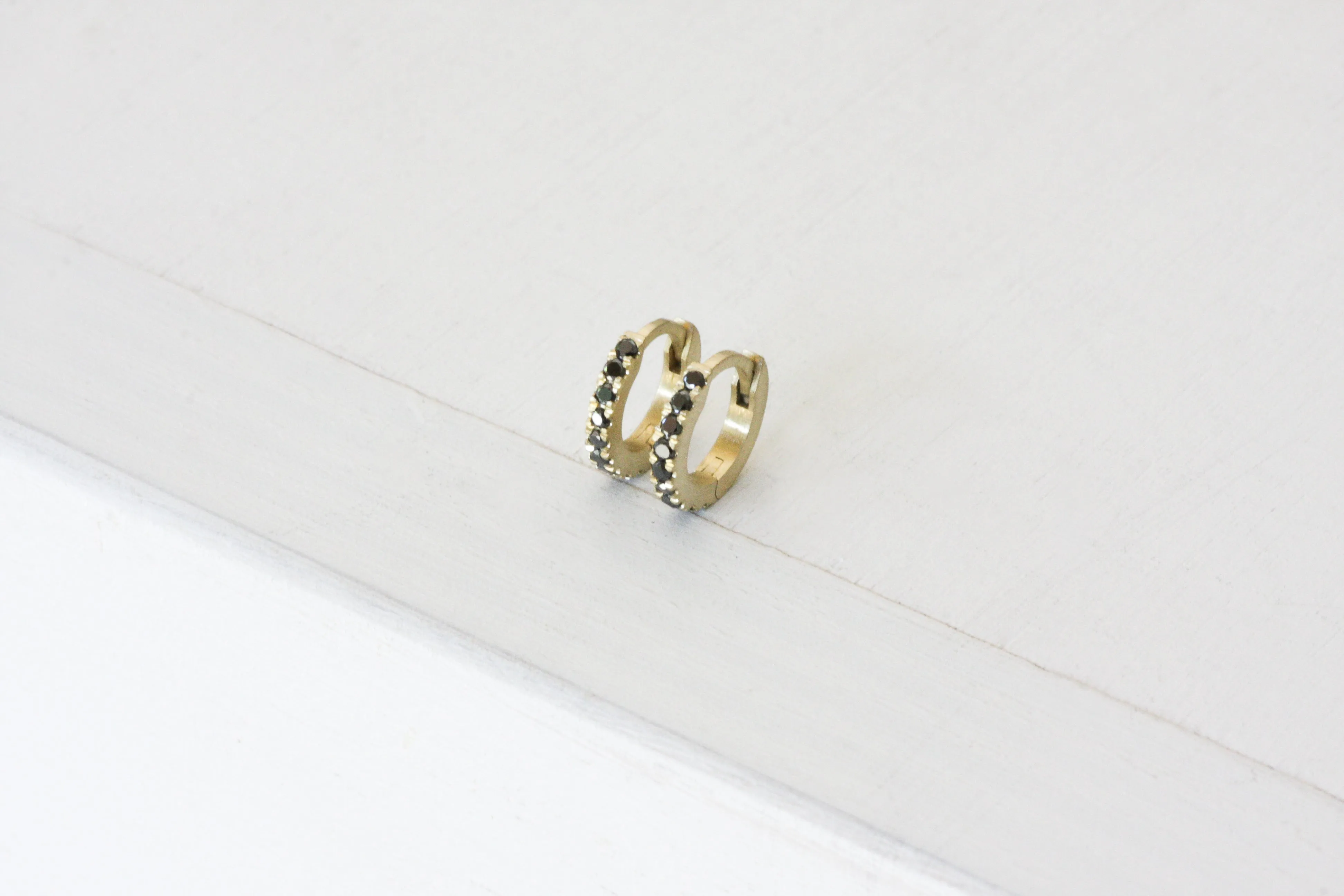Helix Gold & Black Diamonds Huggies | X Small Size
