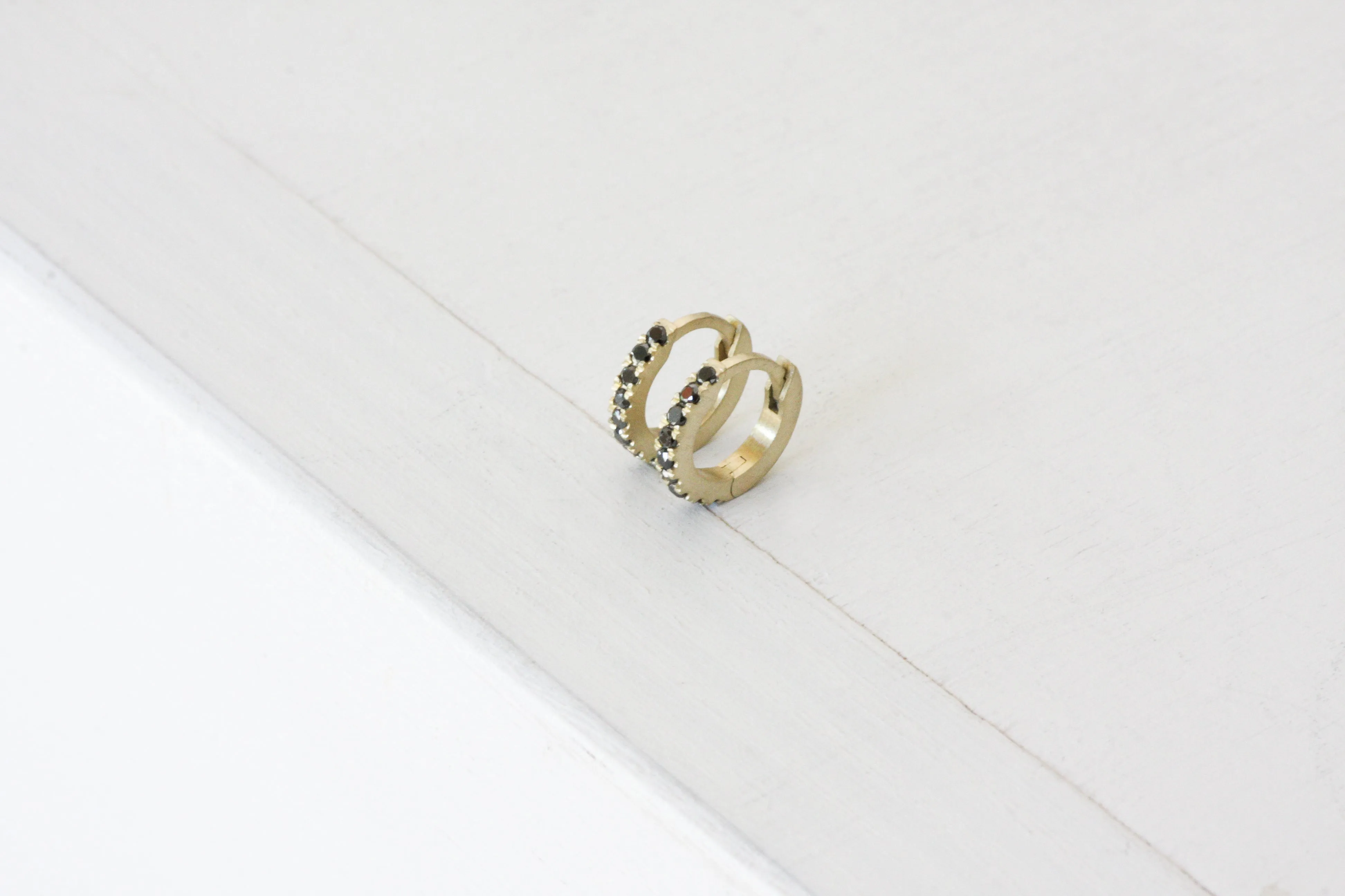 Helix Gold & Black Diamonds Huggies | X Small Size