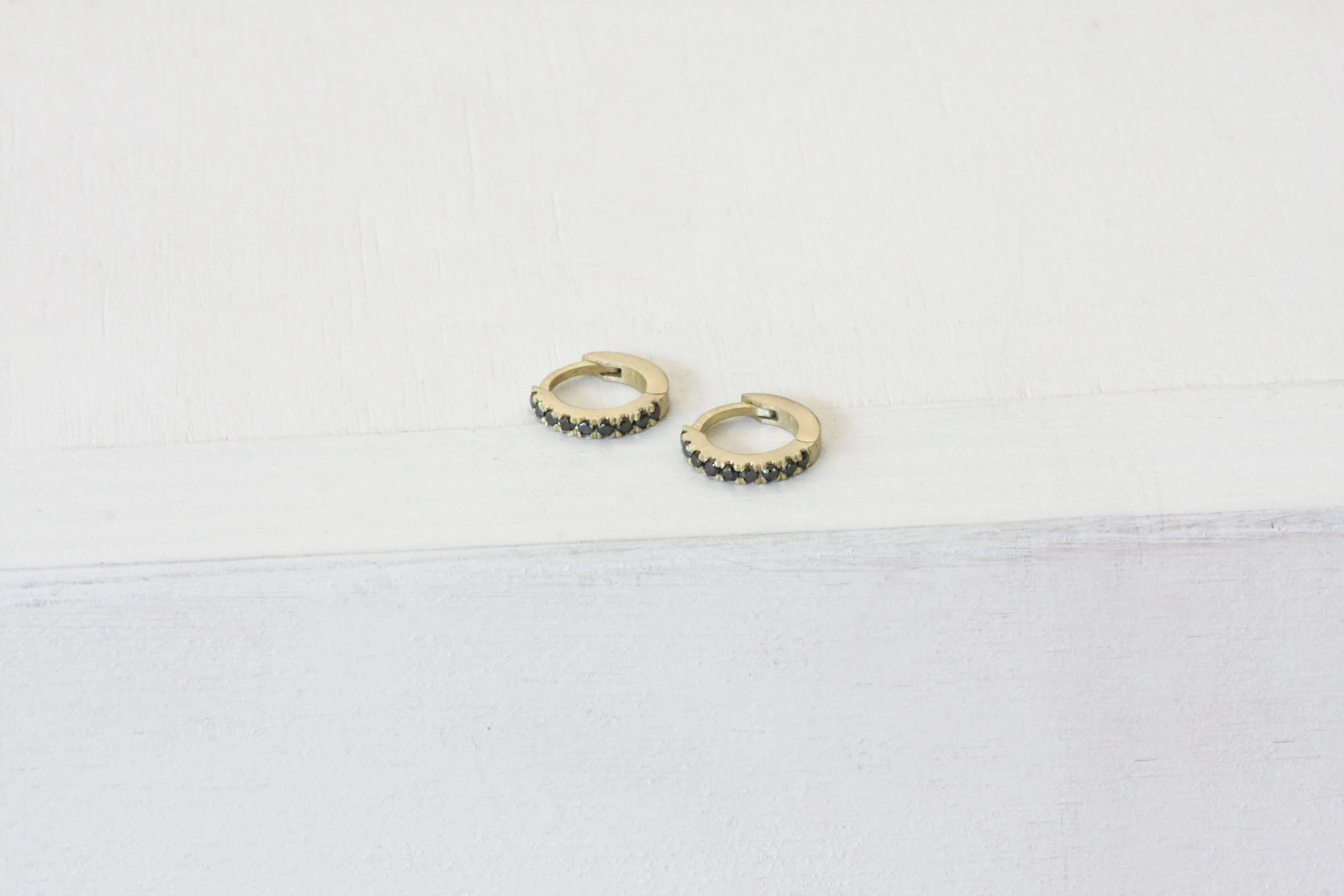 Helix Gold & Black Diamonds Huggies | X Small Size