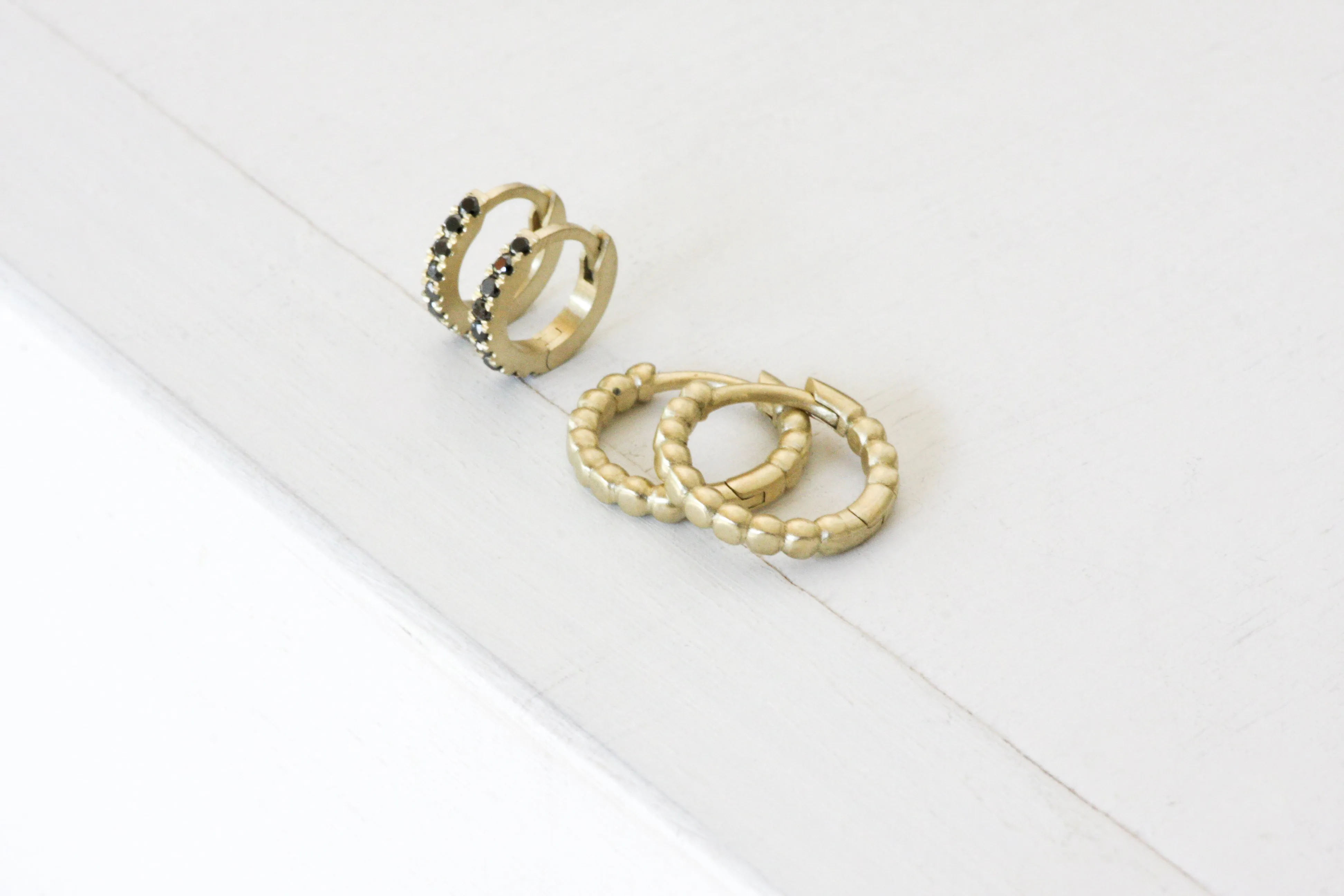 Helix Gold & Black Diamonds Huggies | X Small Size