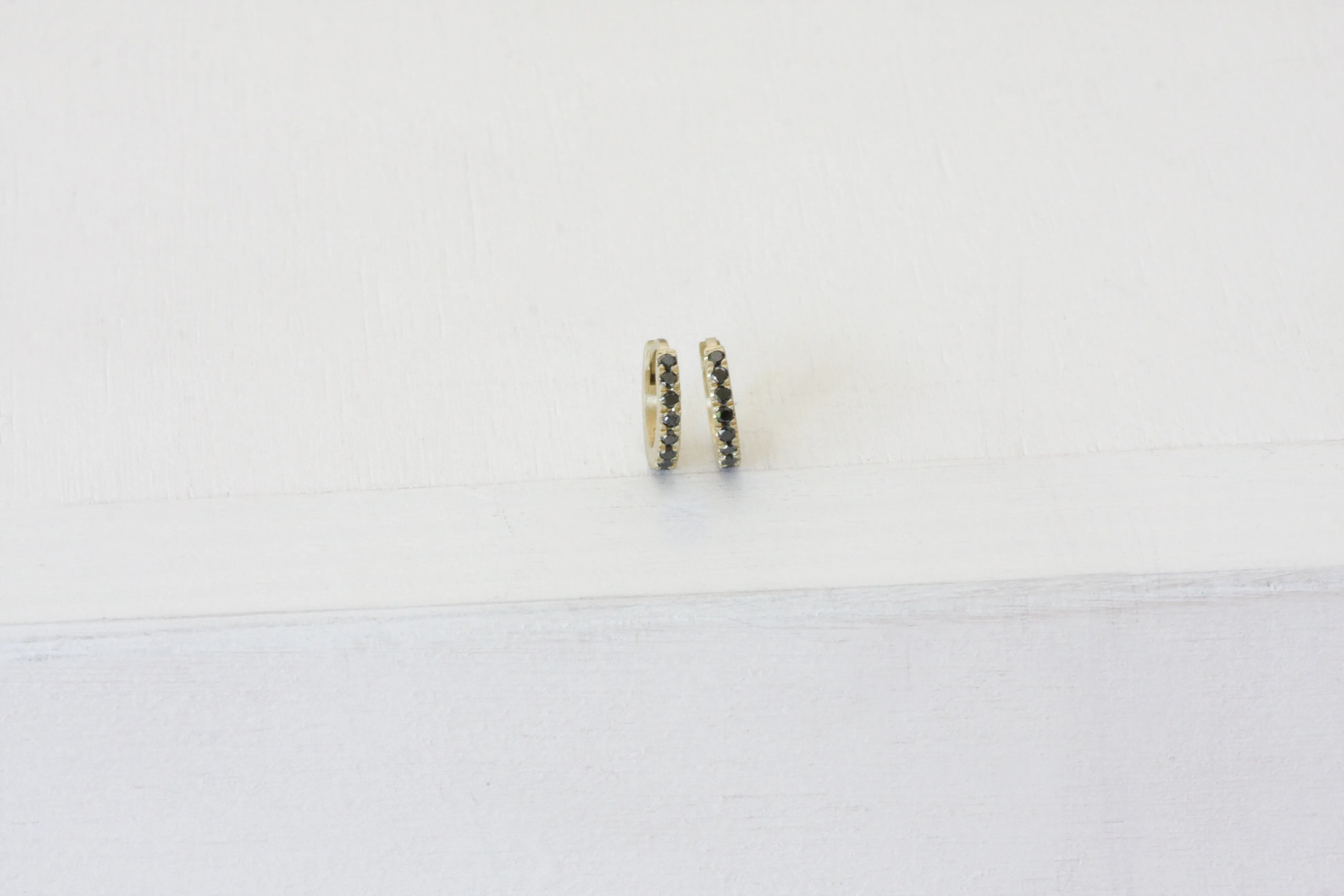Helix Gold & Black Diamonds Huggies | X Small Size