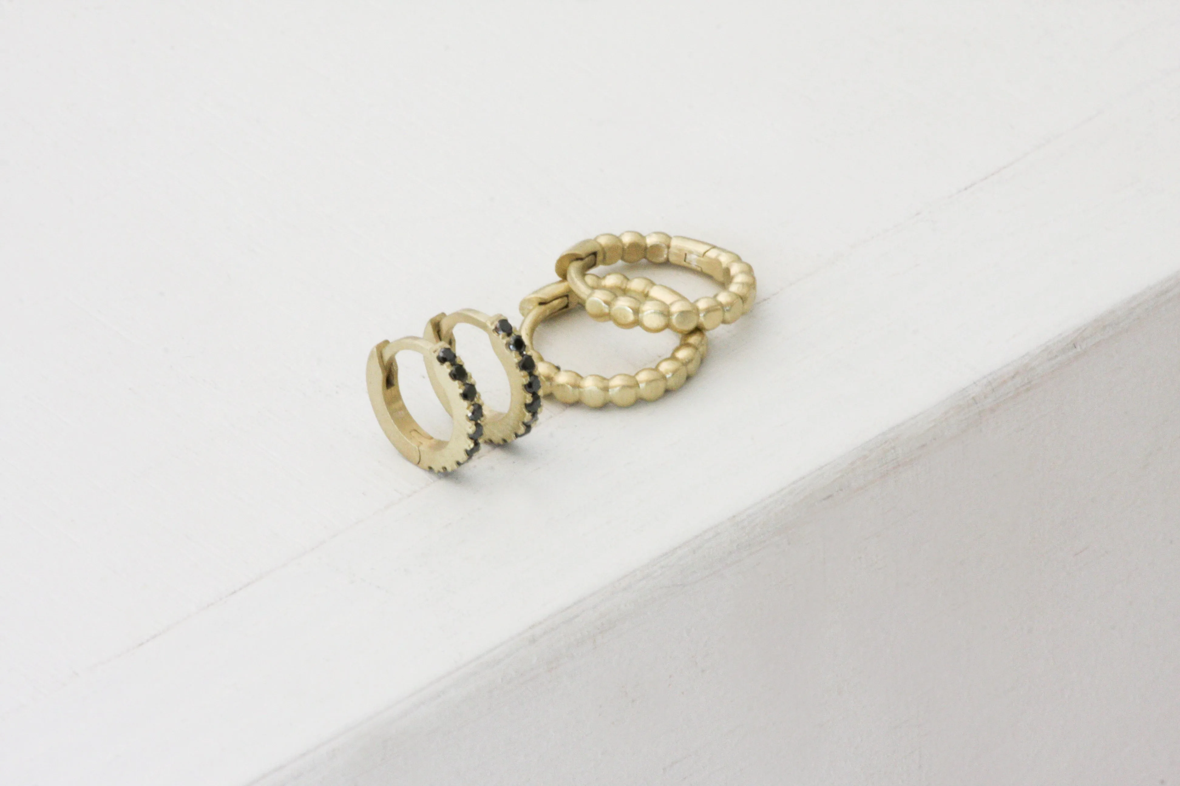 Helix Gold & Black Diamonds Huggies | X Small Size