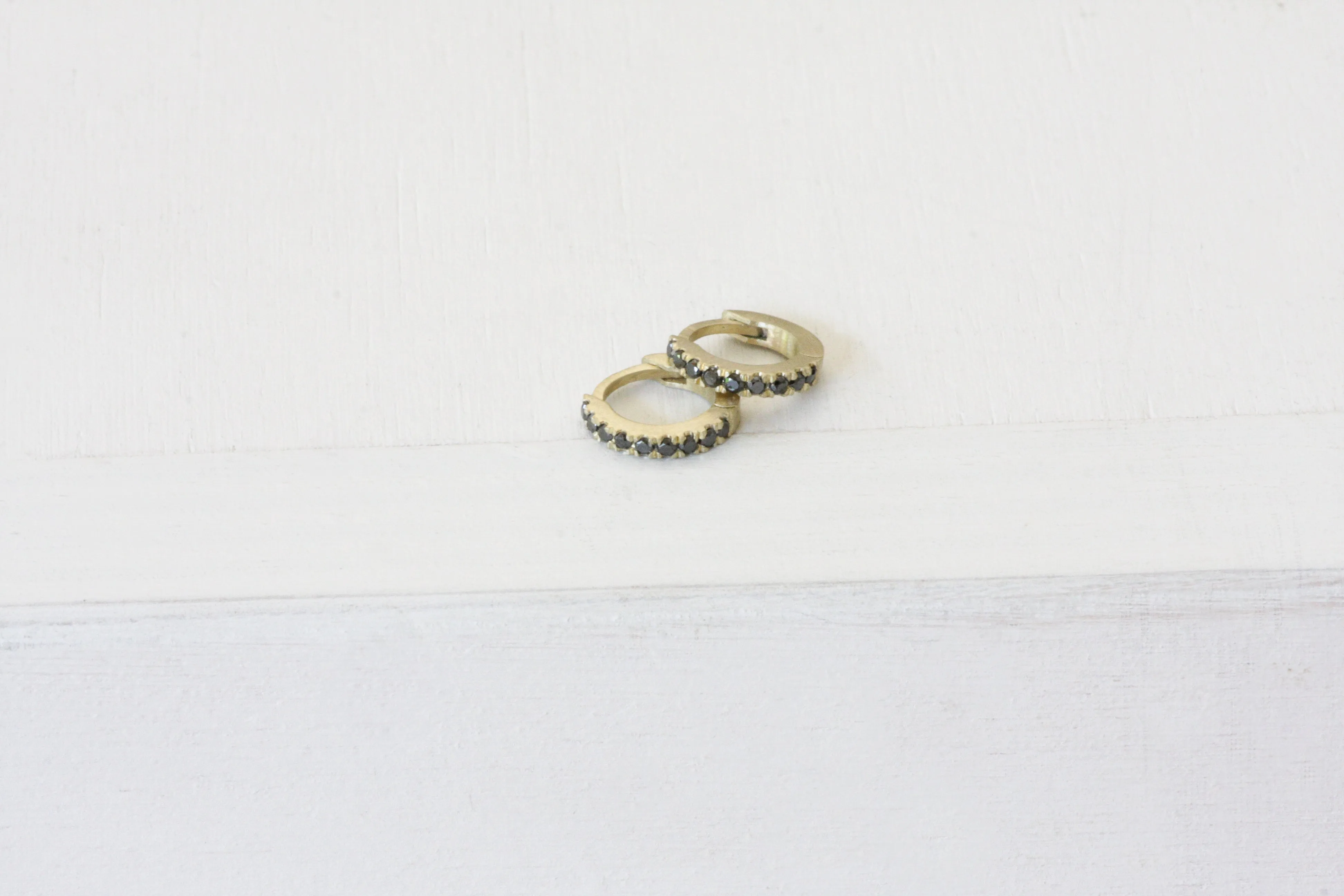 Helix Gold & Black Diamonds Huggies | X Small Size