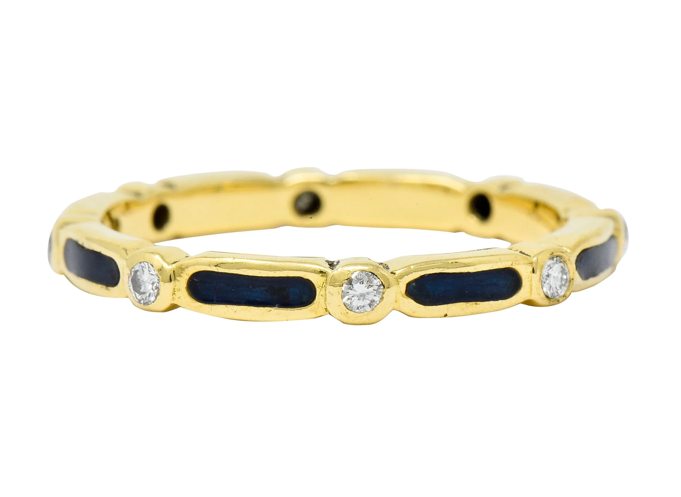 Hidalgo Diamond Enamel 18 Karat Gold Eternity Band Ring