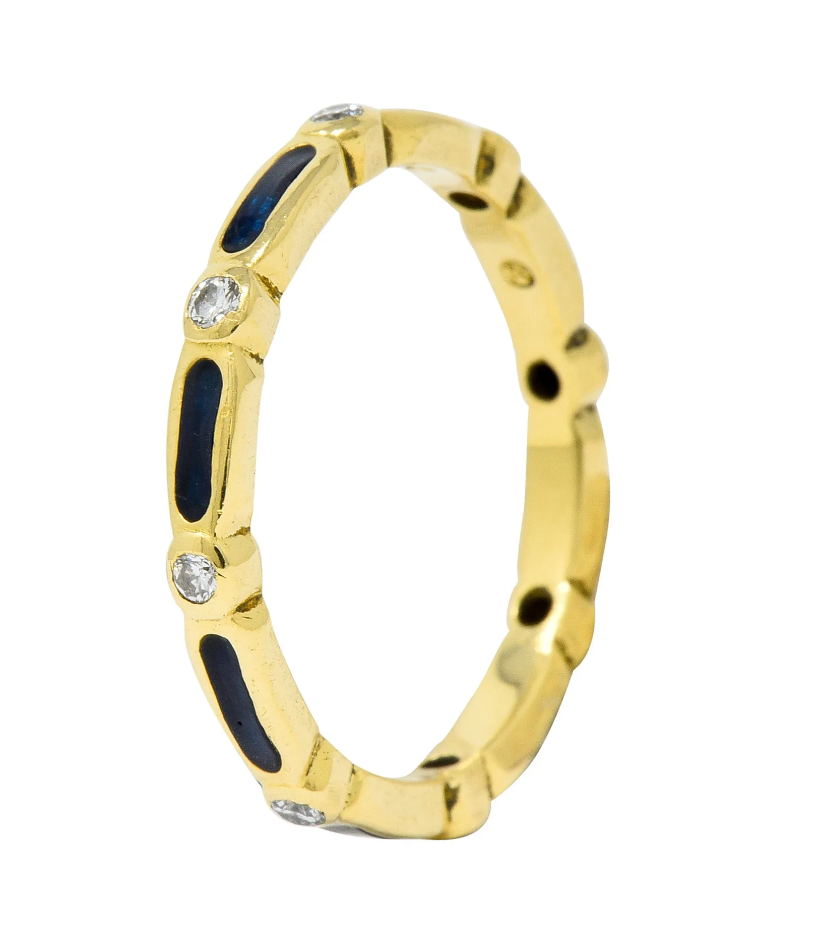 Hidalgo Diamond Enamel 18 Karat Gold Eternity Band Ring
