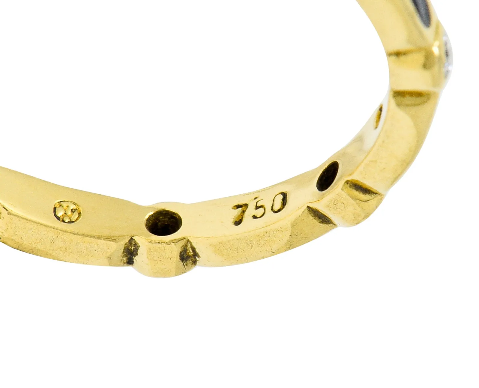 Hidalgo Diamond Enamel 18 Karat Gold Eternity Band Ring