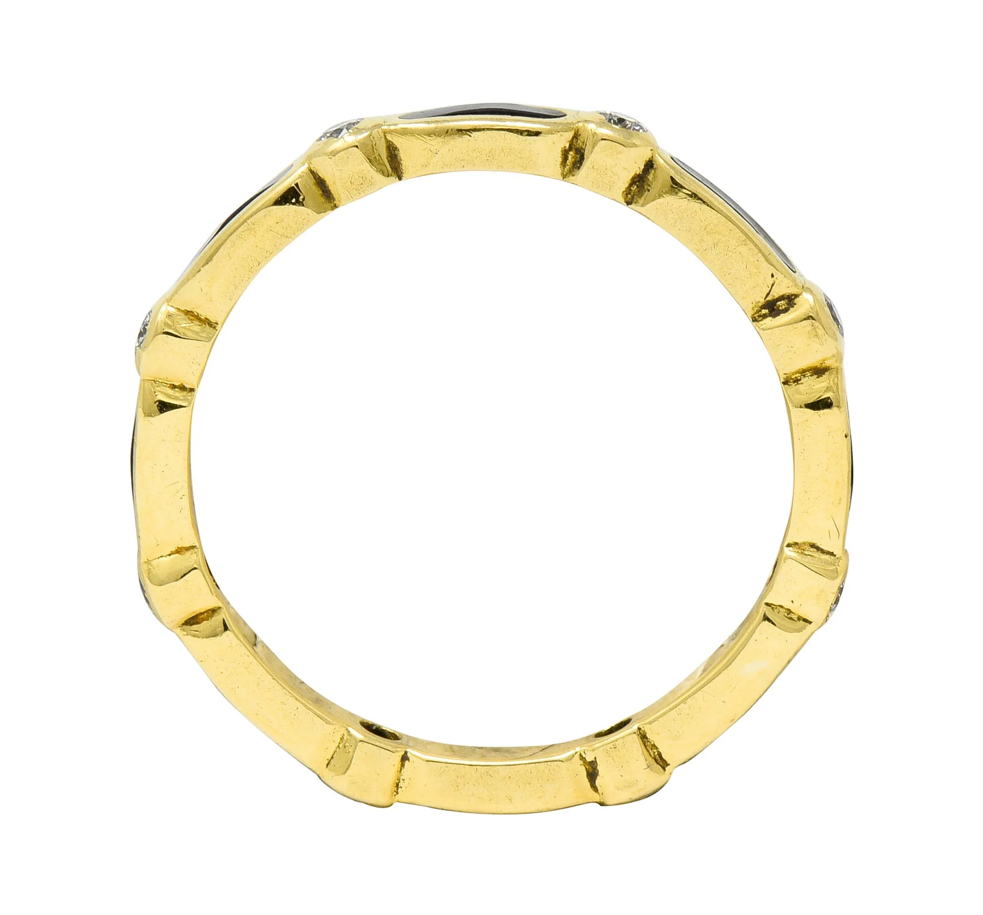 Hidalgo Diamond Enamel 18 Karat Gold Eternity Band Ring