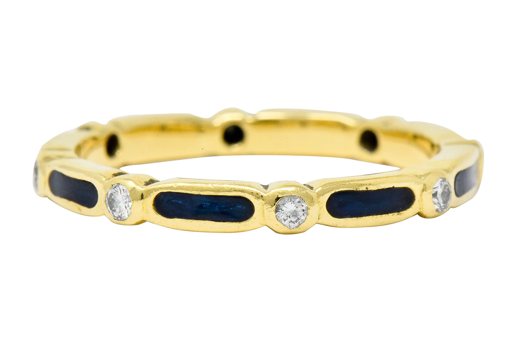 Hidalgo Diamond Enamel 18 Karat Gold Eternity Band Ring