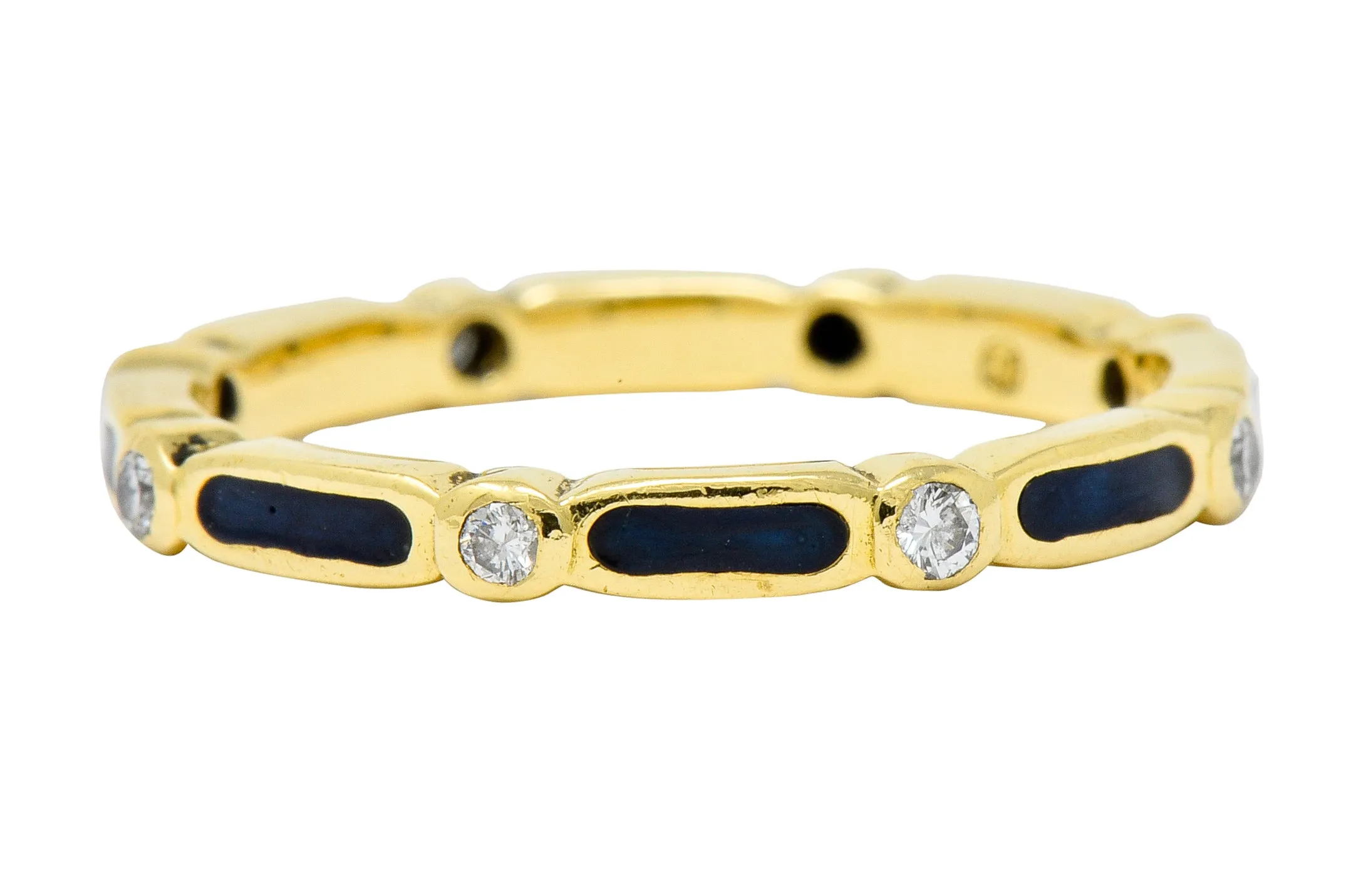 Hidalgo Diamond Enamel 18 Karat Gold Eternity Band Ring