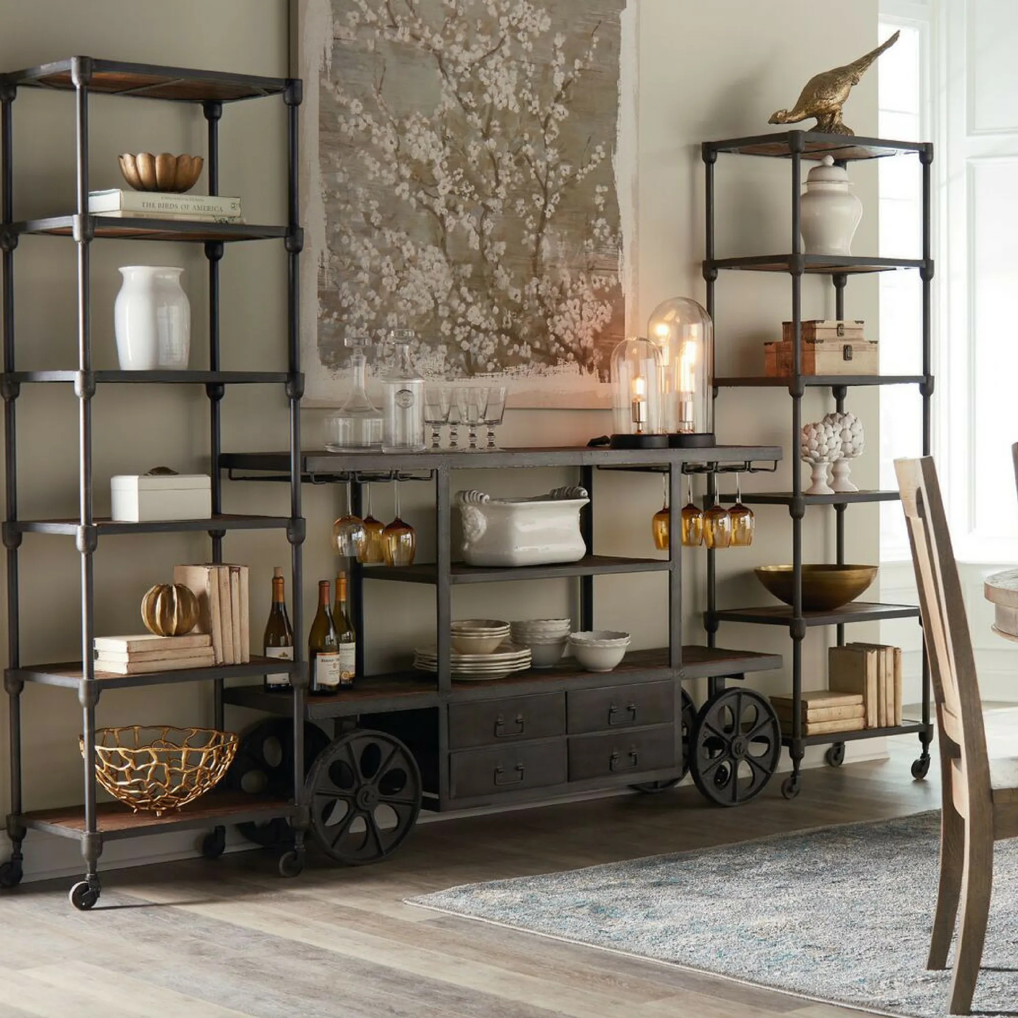 Hoover Mason Rolling Tall Bookshelf