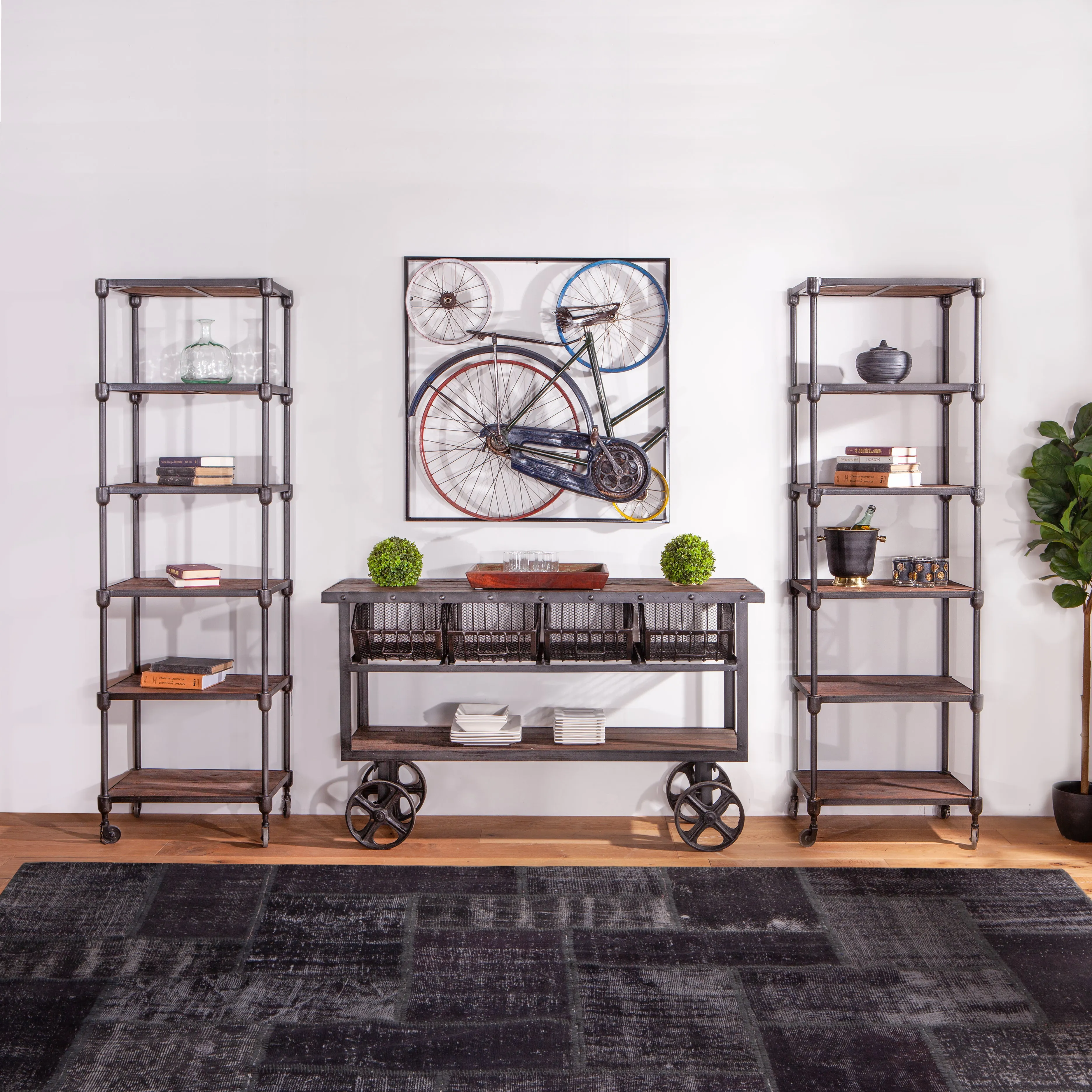 Hoover Mason Rolling Tall Bookshelf