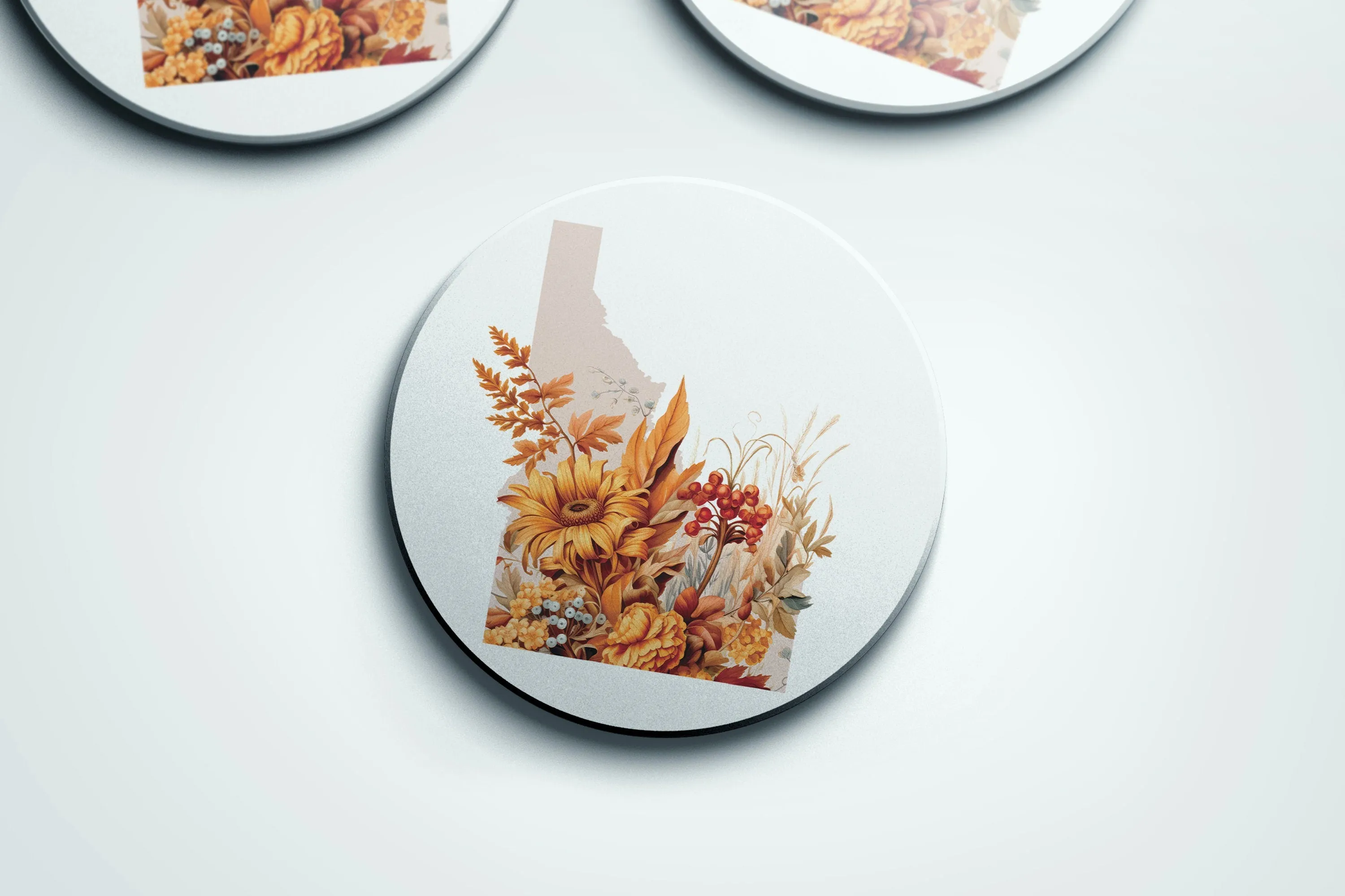 Idaho State Four Seasons Coaster | Gift for Idaho Home & Garden Lover | Boise Home Decor | State Flower Gifts