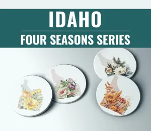 Idaho State Four Seasons Coaster | Gift for Idaho Home & Garden Lover | Boise Home Decor | State Flower Gifts