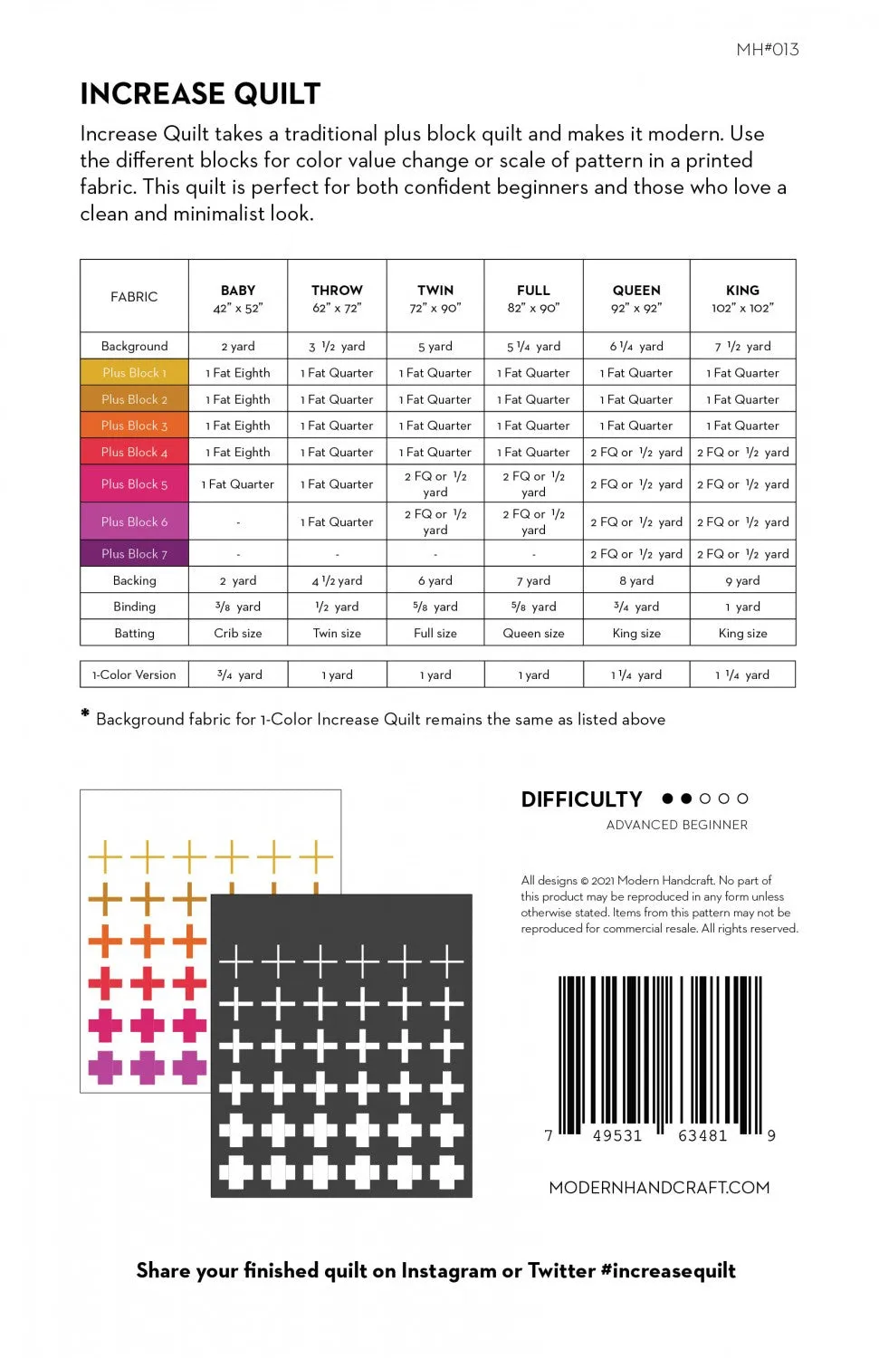 Increase Quilting Pattern