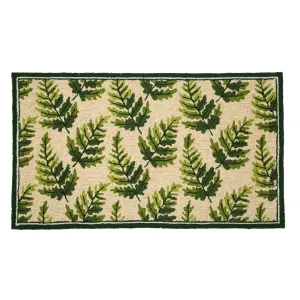 Indoor/Outdoor Hooked  Rug, Fern 42"x24",3dm076