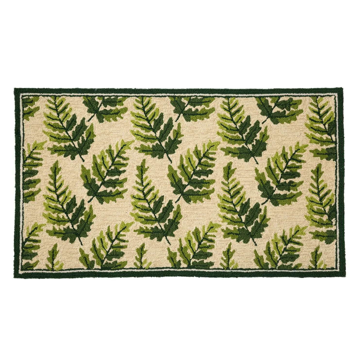 Indoor/Outdoor Hooked  Rug, Fern 42"x24",3dm076