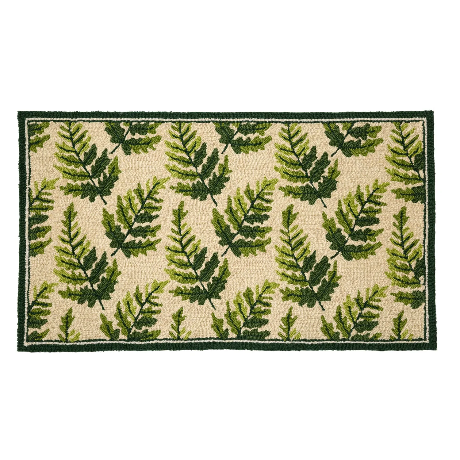 Indoor/Outdoor Hooked  Rug, Fern 42"x24",3dm076
