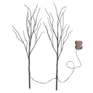 Indoor/Outdoor Lighted Halloween Black Branches with 100 Orange LEDs, Set of 2,65j46