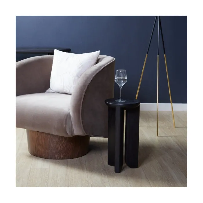 Industrial-Chic Tall Oak Side Table