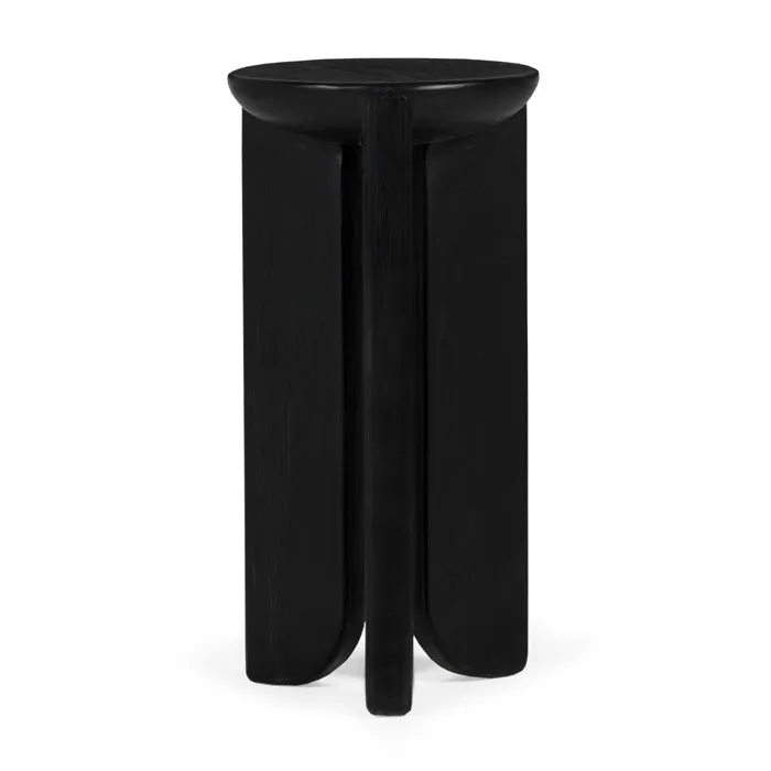 Industrial-Chic Tall Oak Side Table
