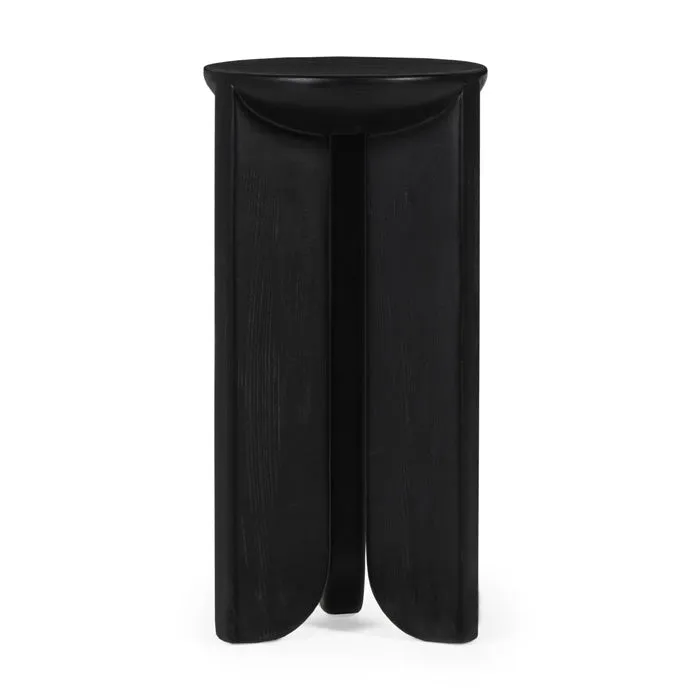 Industrial-Chic Tall Oak Side Table