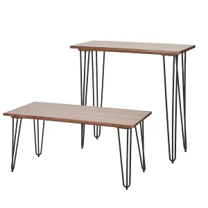 Industrial Coffee Table Console Side Wood Table Walnut Metal Legs Size 100/80cm