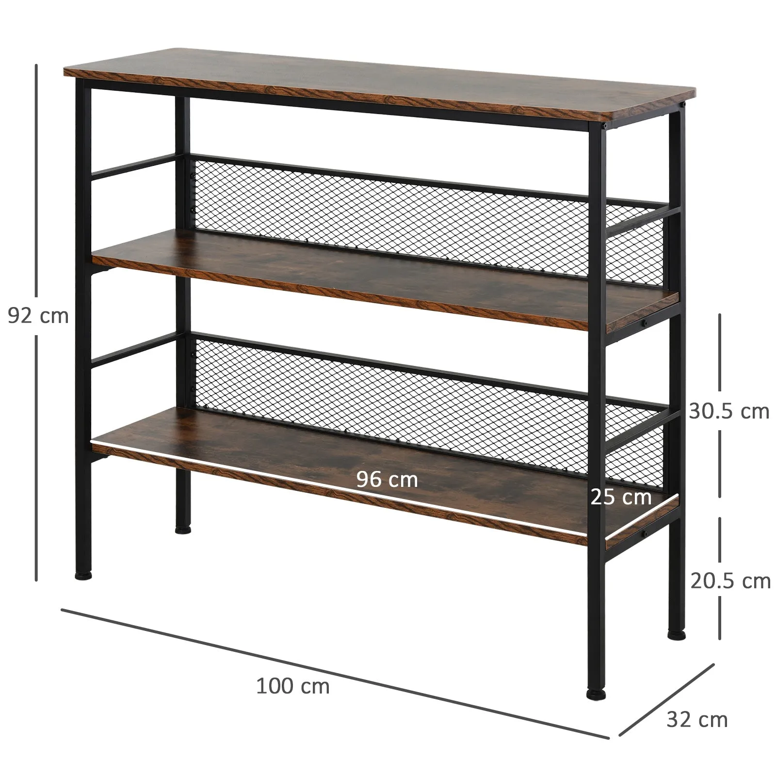 Industrial-Style Three Tier Shelf
