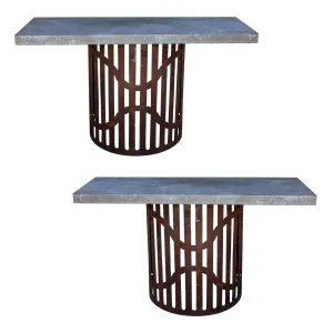 Industrial Zinc Console on Repurposed Iron Base (Pair available)