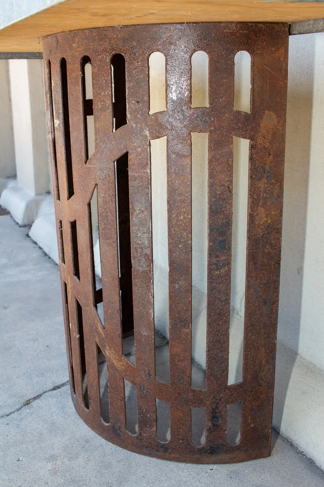 Industrial Zinc Console on Repurposed Iron Base (Pair available)